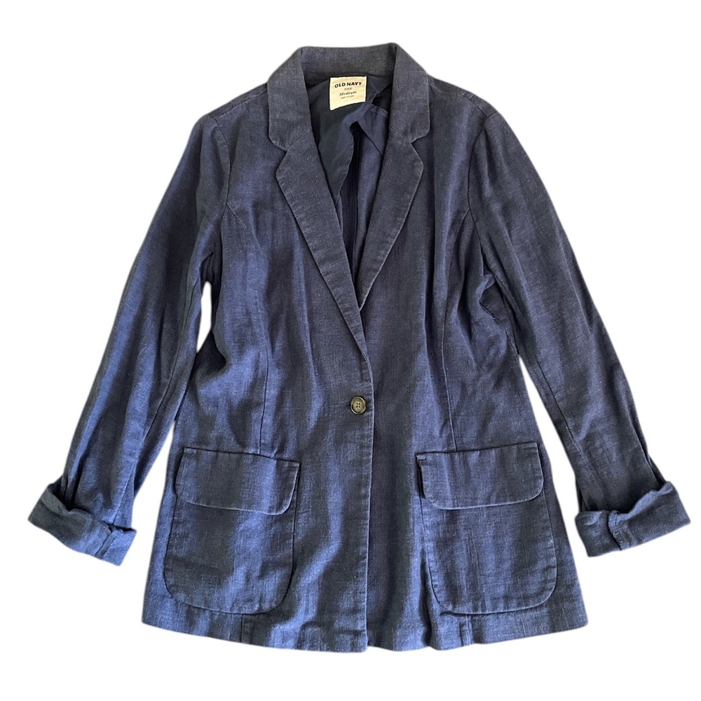 Old Navy Women's linen blend blue blazer